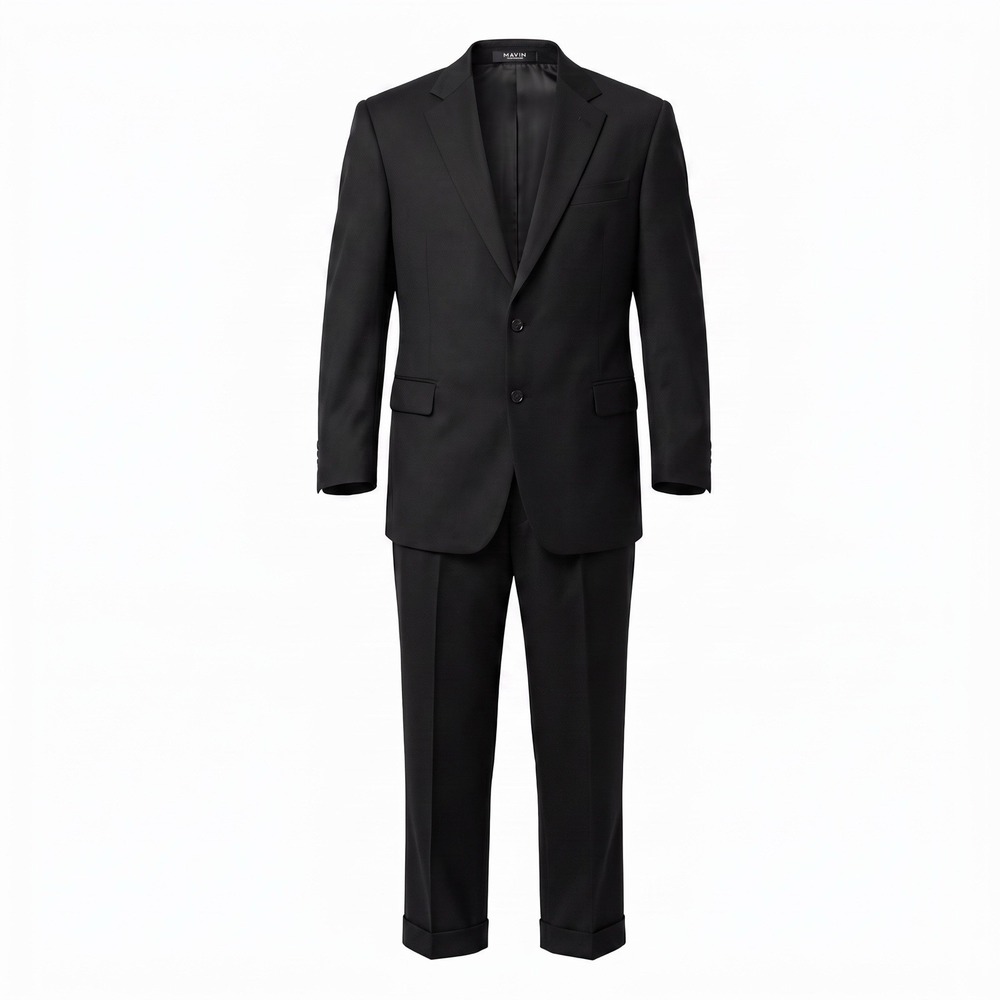 Jos. A Bank Travelers Collection Wool 2 Piece Suit Black Men's Size 48R 40x30